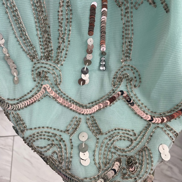 Gather Beauty Green Embellished Dress Sz 6 - Picture 14 of 16